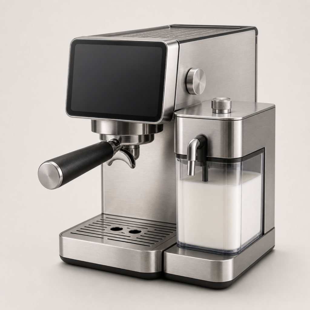 Semi-Automatic Espresso Machine with Large Color Touchscreen & Milk Frother