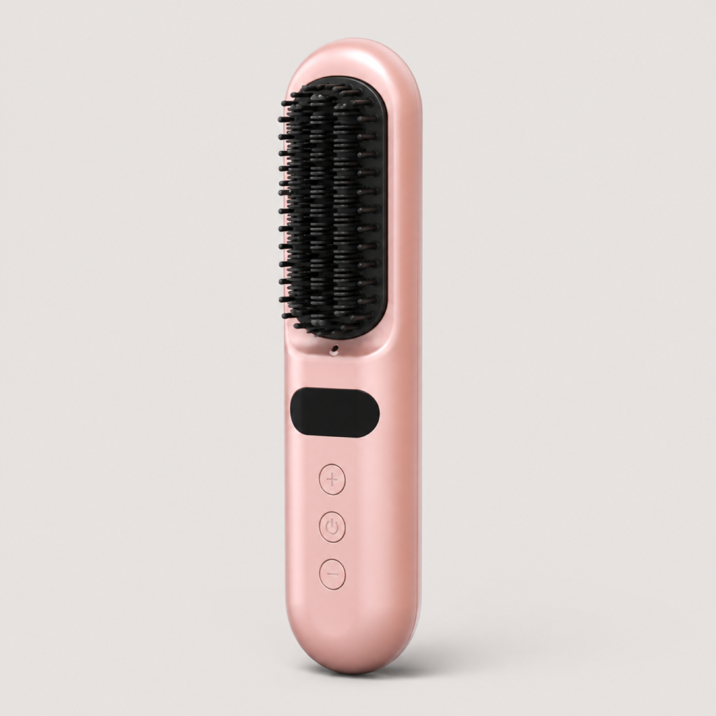 Cordless Negative Ion Hair Straightening Brush with Anti-Scald Teeth & Rechargeable Design