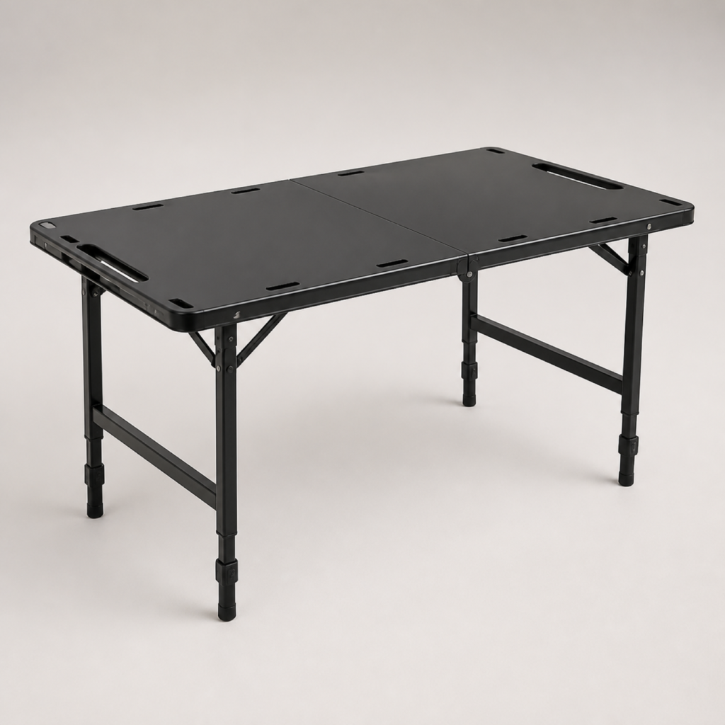 Quick-Deploy Height-Adjustable Tactical Camping Table with Foldable Portable Frame