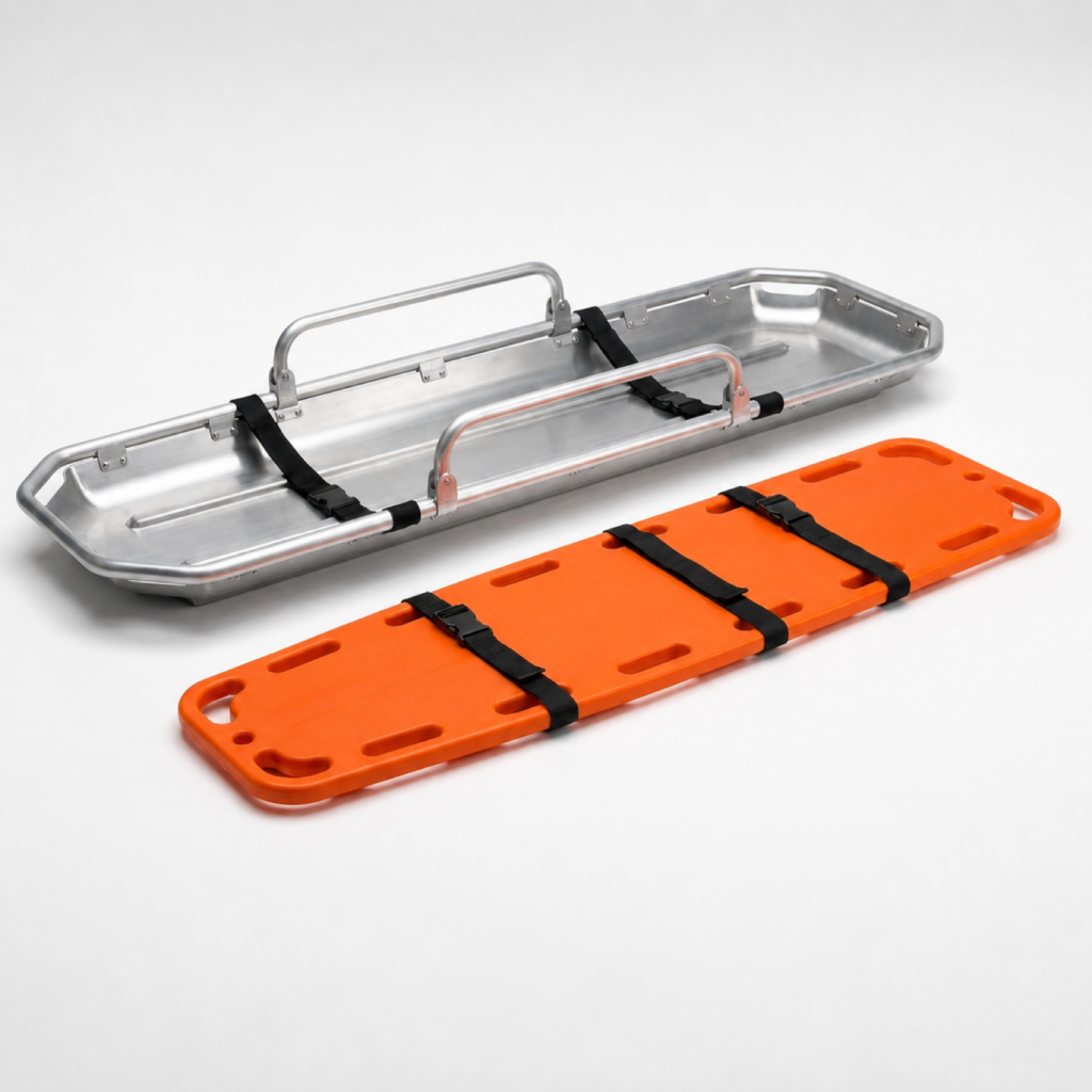 Portable Folding Emergency Rescue Stretcher with Aluminum Scoop Stretcher & HDPE Spine Board