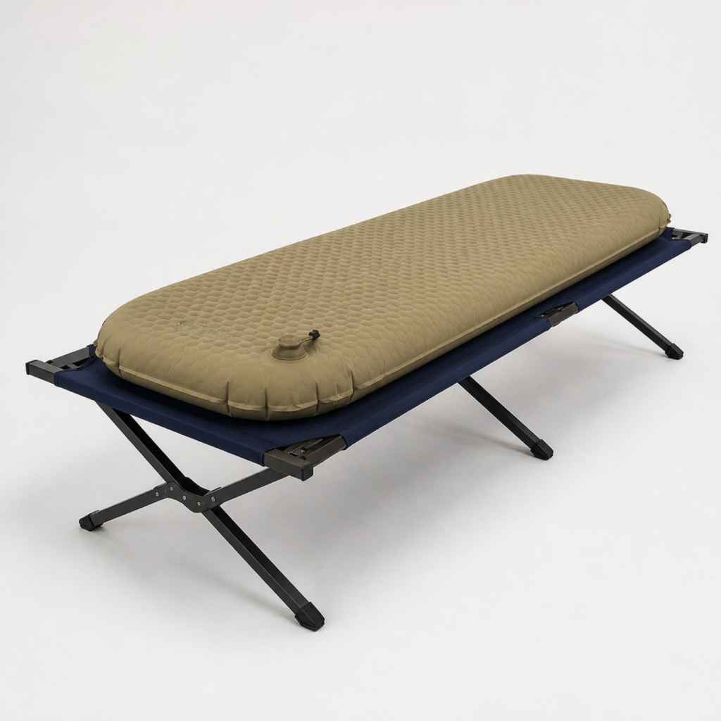 Emergency Inflatable Mattress & Folding Cot Set with Heavy-Duty X-Frame