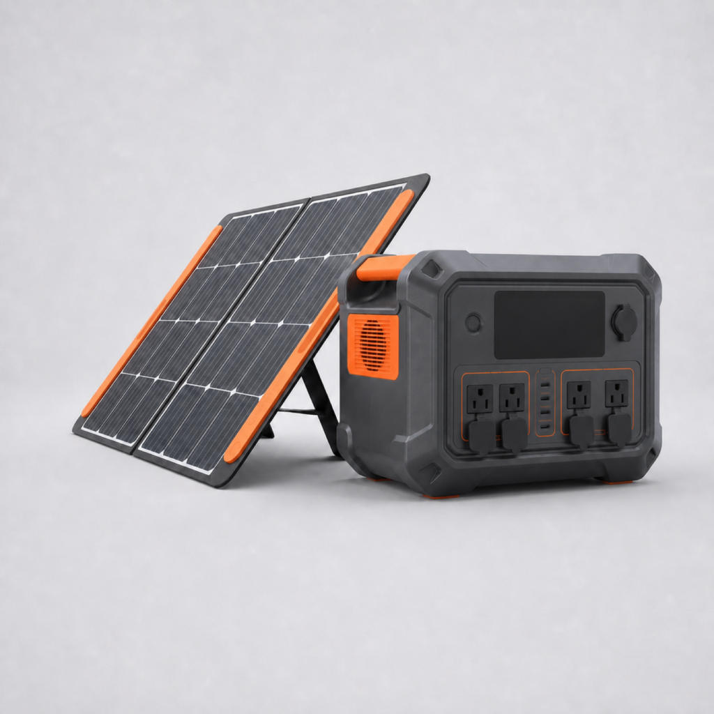 2048Wh Portable Power Station with 200W Foldable Solar Panel, 2000W Pure Sine Wave LiFePO4 Solar Generator
