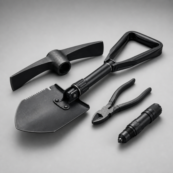 01_主图 Multi-Function Folding Engineer Shovel with Pick, Saw Edge, Pliers & Glass Breaker