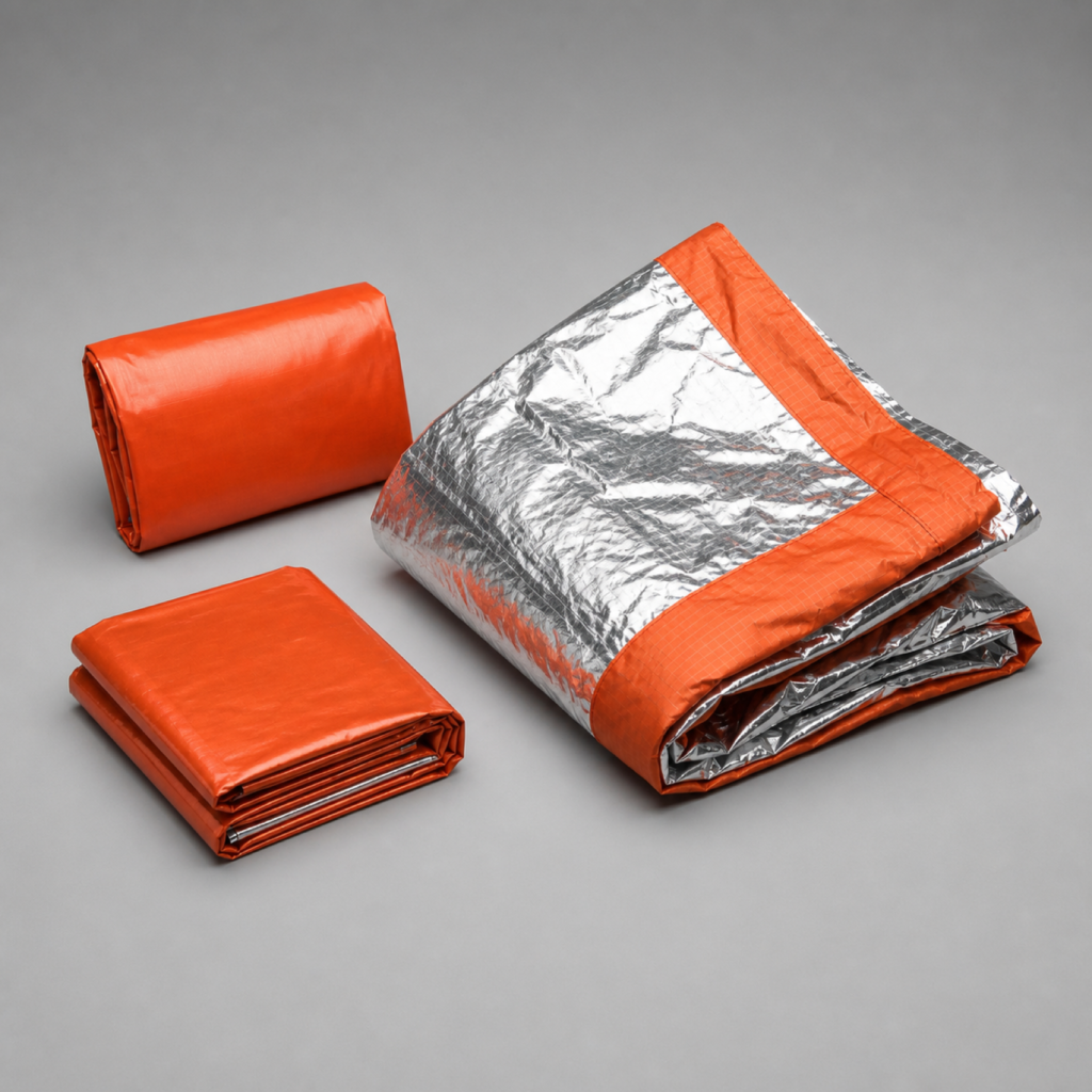 Dual-Sided Emergency Thermal Blanket 3-Pack with Orange Hi-Vis Outer Layer & Silver Heat-Reflective Surface