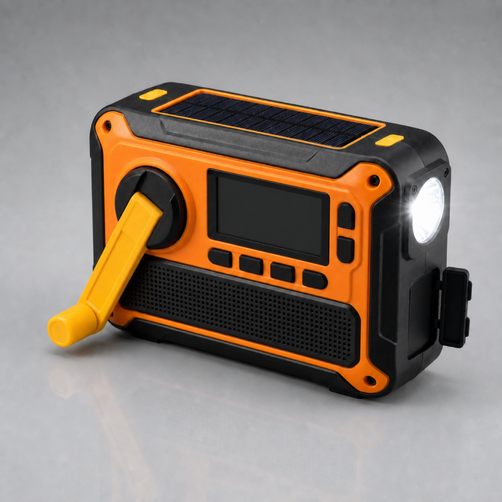 Emergency Hand Crank Solar Radio with NOAA Weather Band, 5000mAh Power Bank, LED Flashlight & SOS Alarm