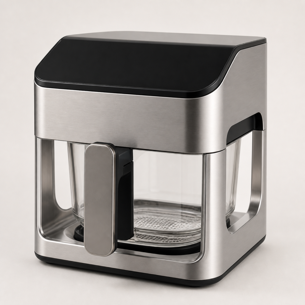 Transparent Visible Air Fryer with Touch Control, Clear Cooking Chamber & Removable Basket