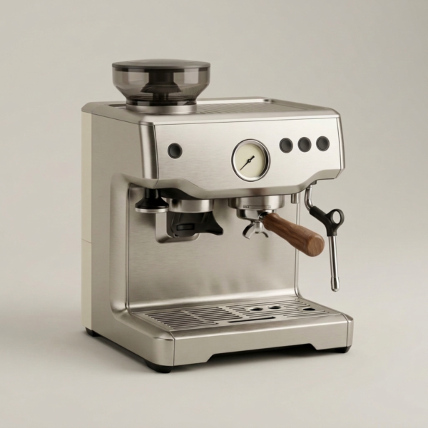 01_产品主图_45度 Semi-Automatic Espresso Machine with Integrated Grinder, Pressure Gauge & Steam Wand