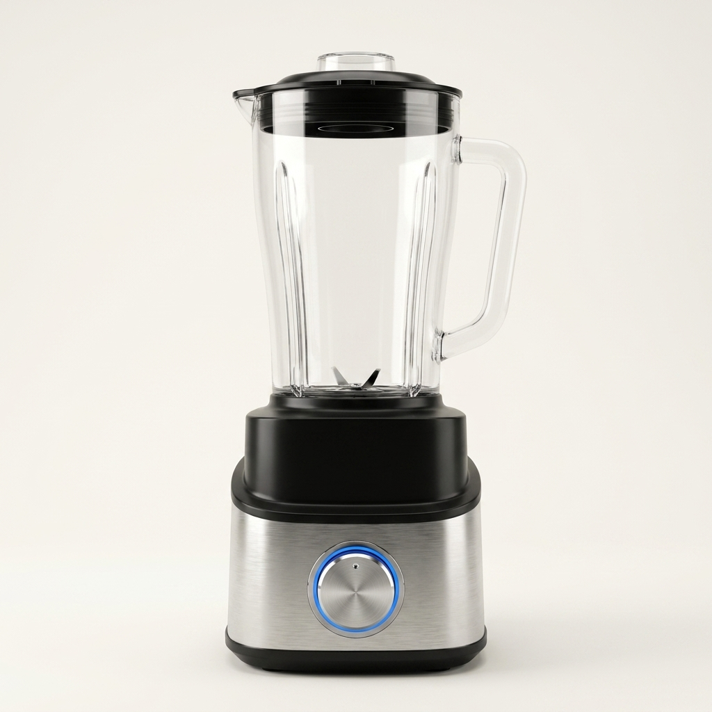 High-speed countertop blender with brushed stainless steel body