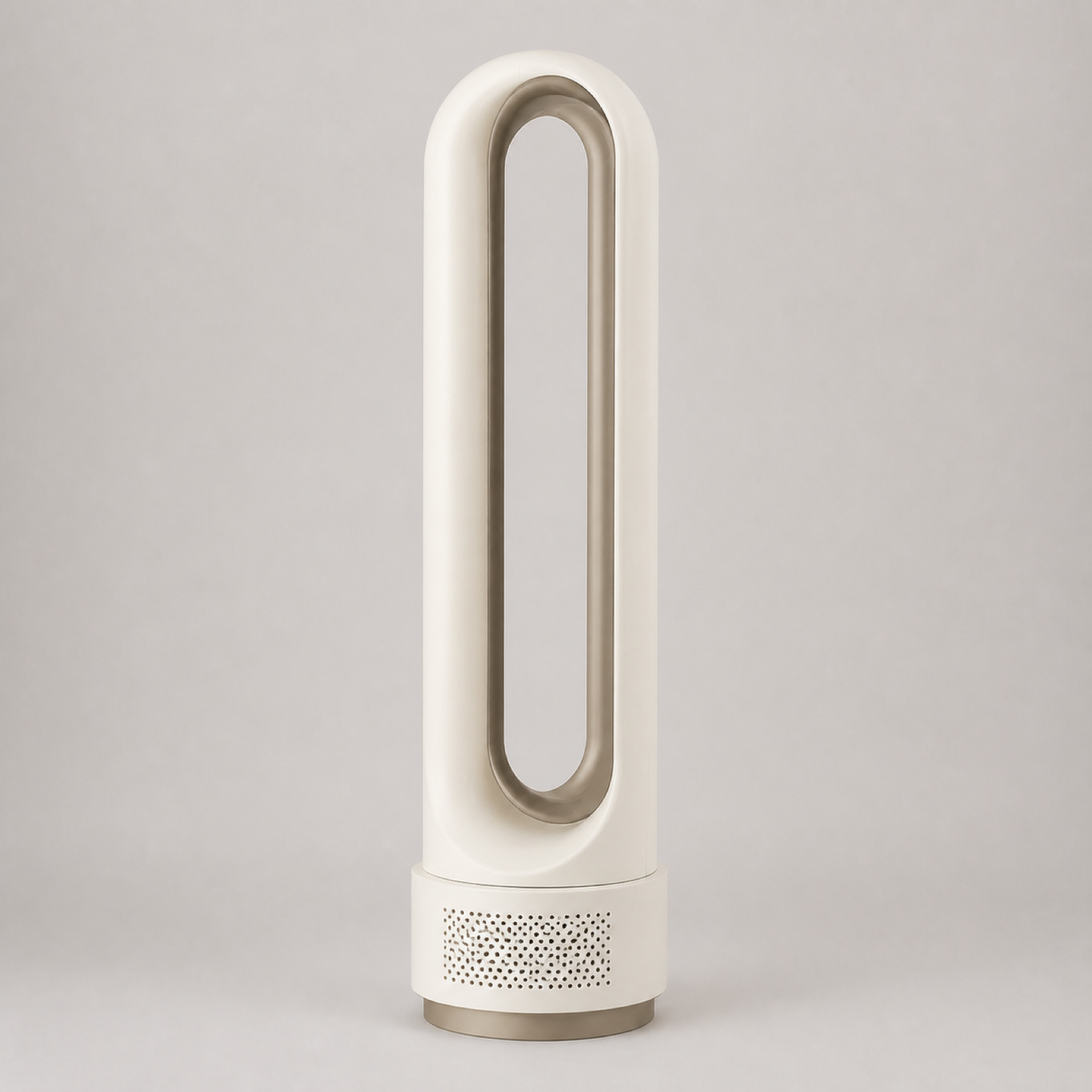 Bladeless tower fan viewed from another angle showing slim vertical body