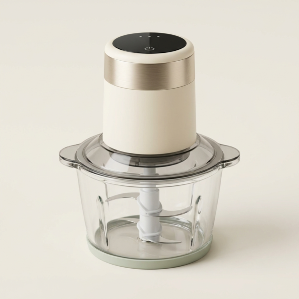 02_产品图_玻璃碗整机 Electric Food Chopper with Stainless Steel & Glass Bowls, 4-Blade System and Touch Control