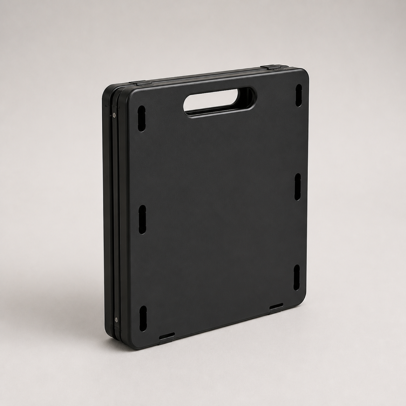 Quick-deploy tactical camping table folded for compact transport