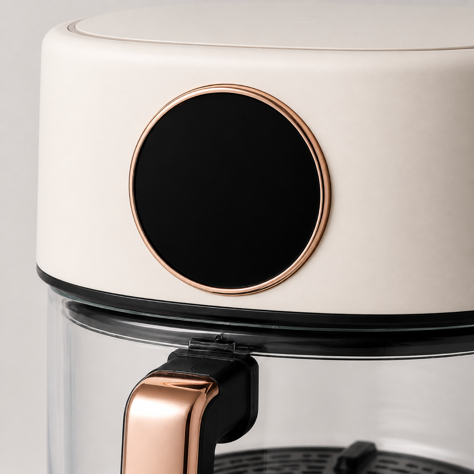Digital air fryer with large color touchscreen and upper heating lid