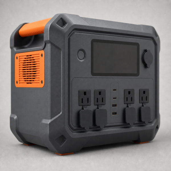 02_细节图 2048Wh Portable Power Station with 200W Foldable Solar Panel, 2000W Pure Sine Wave LiFePO4 Solar Generator