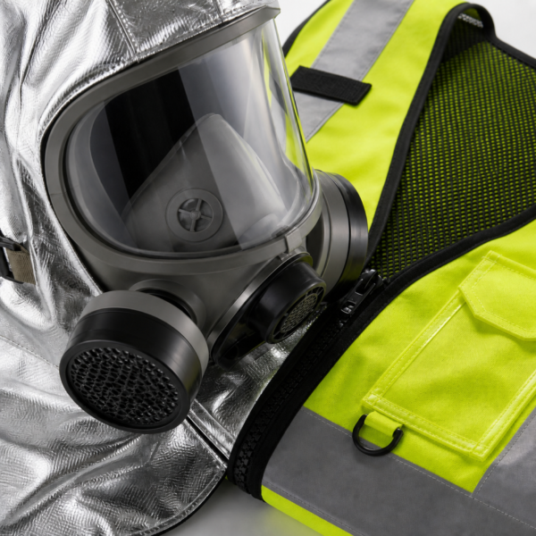 02_细节图 Emergency Smoke Escape Hood & Hi-Vis Reflective Safety Vest Set with Dual-Filter Full-Face Respirator