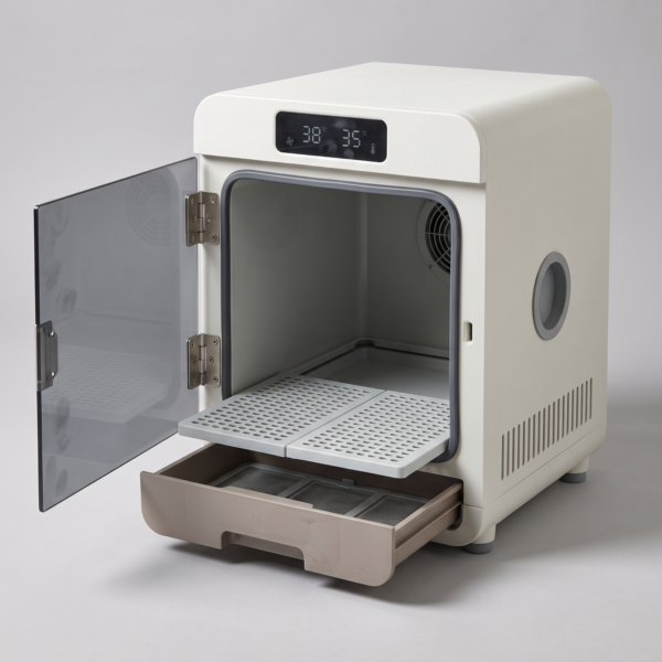02_细节图_开门底盘与集毛抽屉 Smart Pet Dryer Box with Temperature Control & Hair Collection