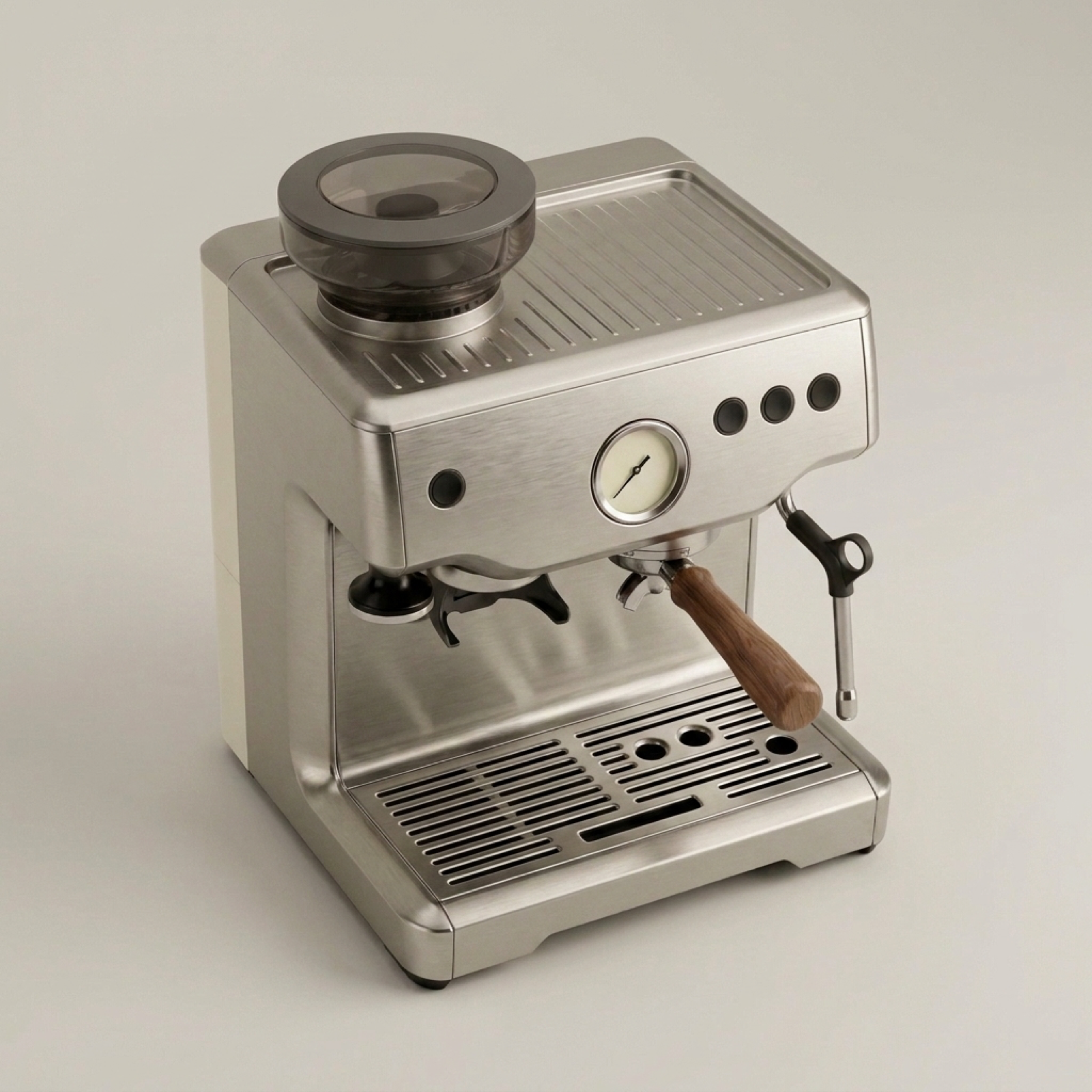 Top and front structure of espresso machine with integrated coffee bean hopper