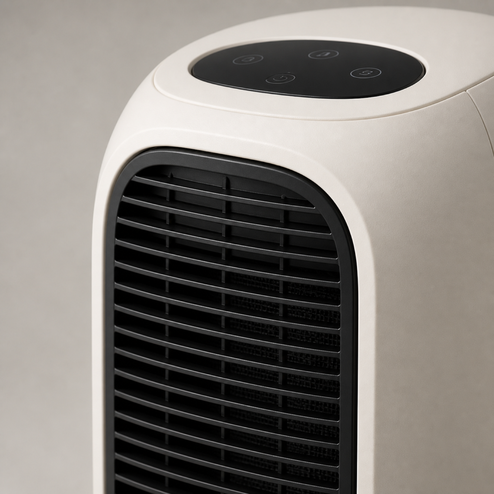 Smart ceramic space heater front air outlet and top touch control panel