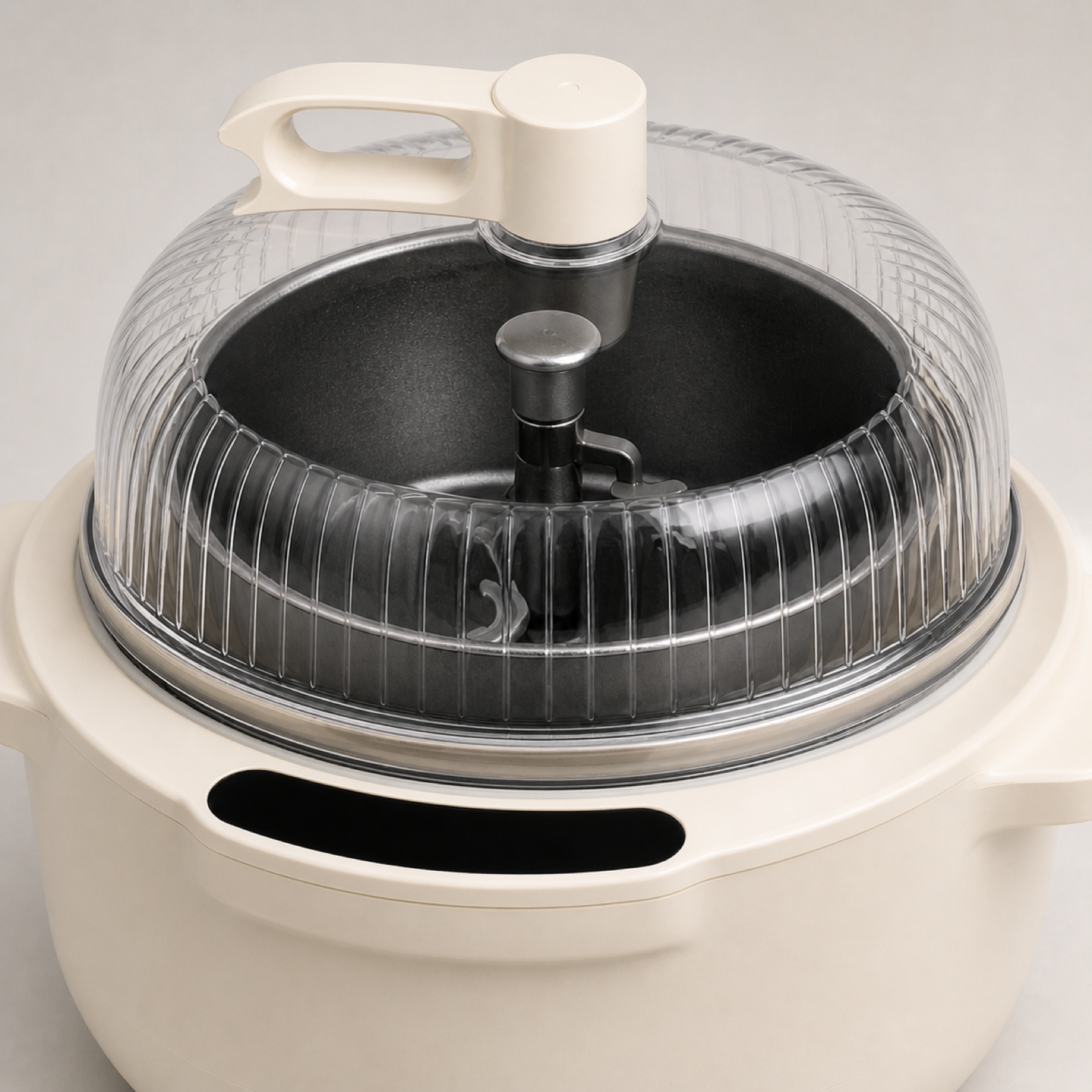 Fully automatic cooking machine with transparent cooking lid