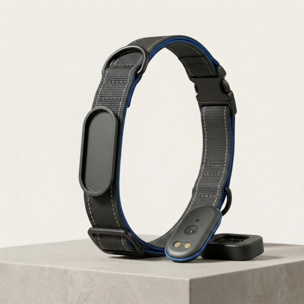 03_细节图_防水机身与磁吸充电结构 Smart GPS Dog Collar with Bluetooth Tracking & Activity Monitoring