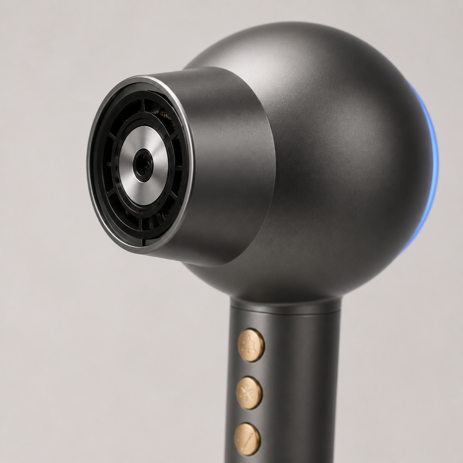 Close-up of hair dryer concentrator nozzle and ceramic heating airflow structure