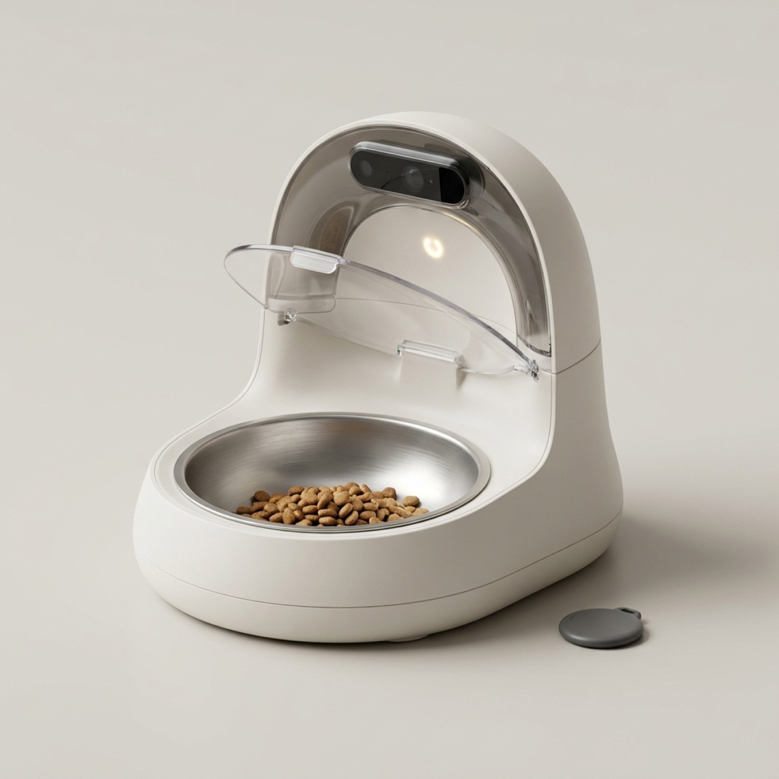 RFID smart pet feeder with pet recognition sensor and covered feeding bowl