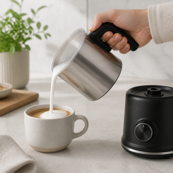 04_场景_拿铁奶泡 Electric Milk Frother with Heating Base for Latte, Cappuccino & Hot Milk