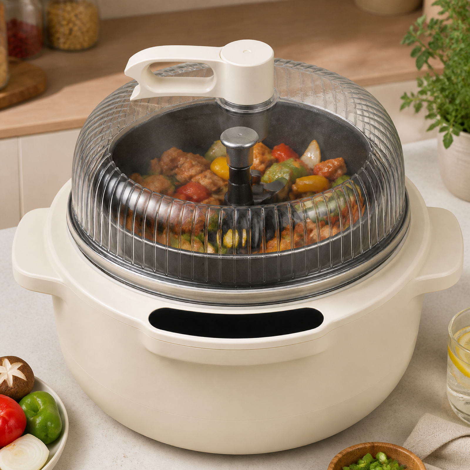 Automatic cooking machine stirring and cooking food automatically