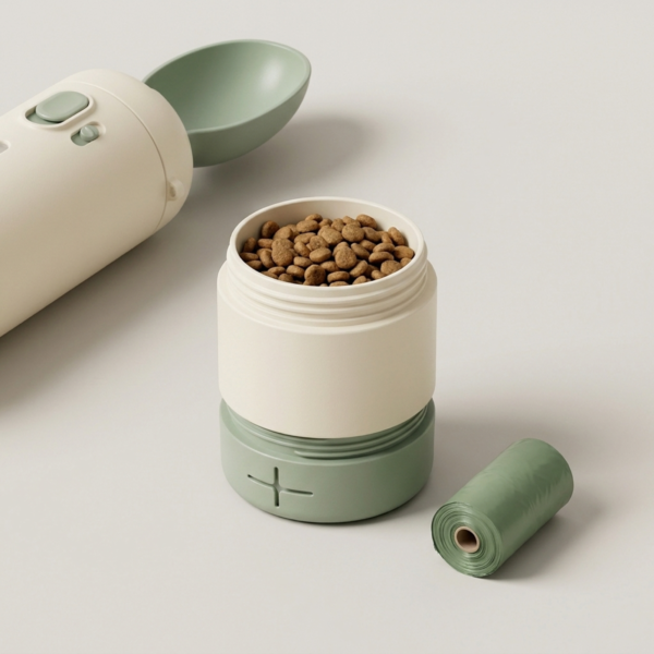 04_细节图_可拆粮仓垃圾袋模块 3-in-1 Portable Pet Travel Water Bottle with Food Container & Waste Bag Dispenser