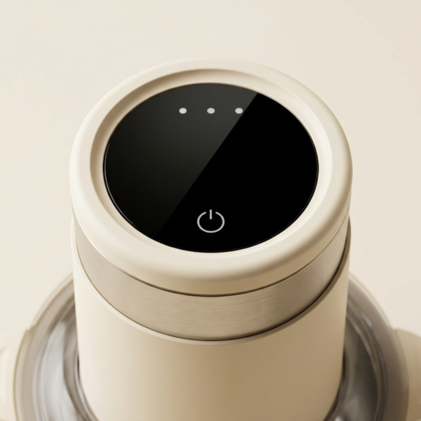 04_细节图_触控面板 Electric Food Chopper with Stainless Steel & Glass Bowls, 4-Blade System and Touch Control