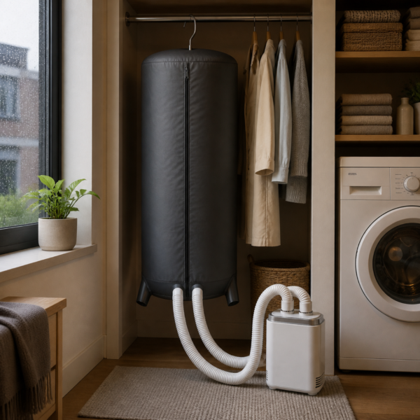 04_雨季烘衣场景 Dual-Hose Portable Multifunction Clothes & Shoe Dryer with Hanging Drying Bag