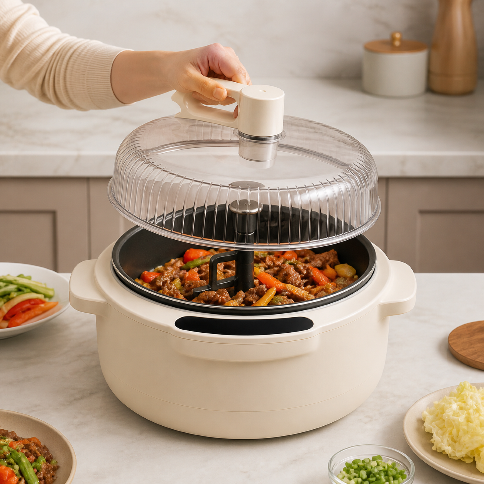 Fully automatic cooking machine used for home meal preparation