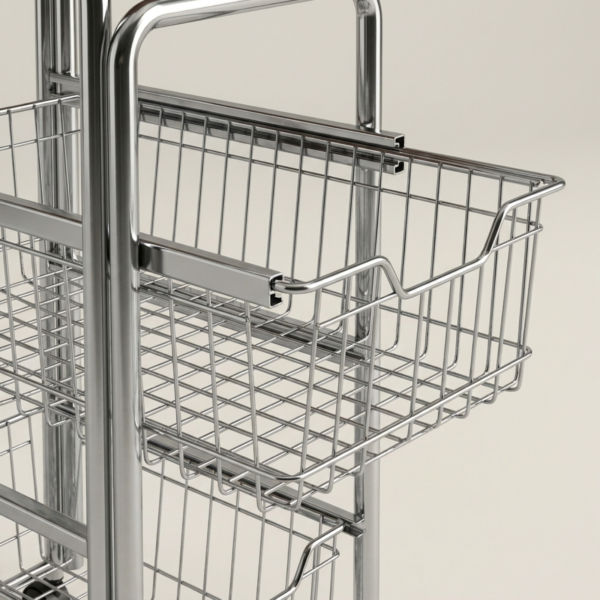 05_细节_网篮抽屉滑轨 3-Tier Rolling Storage Cart with Pull-Out Wire Baskets & Wood Top