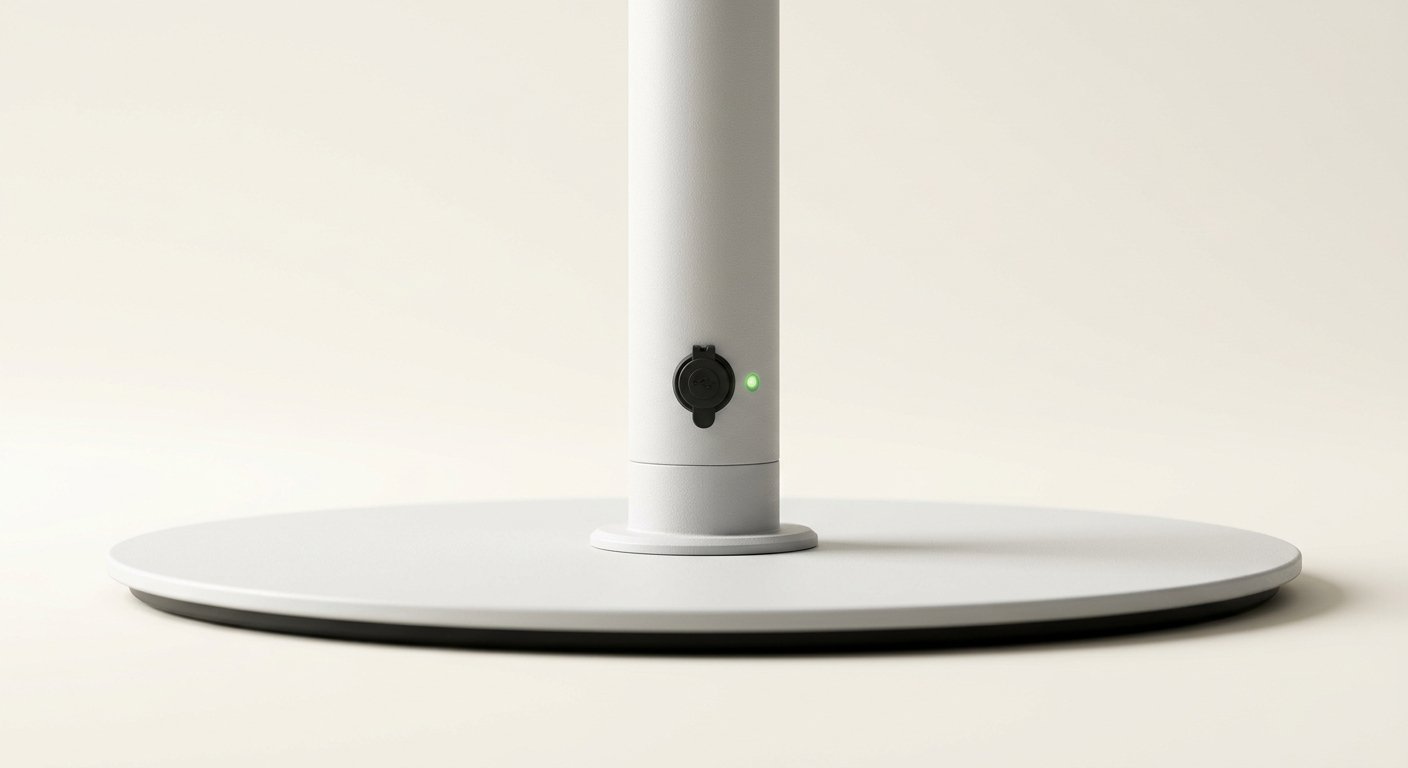 Slim parasol base and Type-C charging port detail