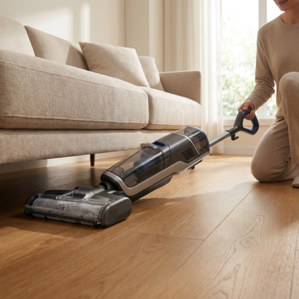 08_场景图_低位深入沙发底清洁 Smart Cordless Wet Dry Floor Washer with Self-Cleaning Roller & Dual Water Tank System