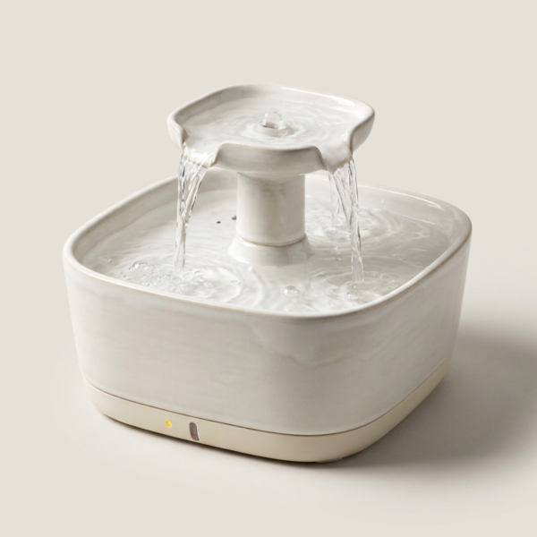 08_陶瓷双层智能饮水机 Smart Pet Water Fountain Series – Stainless Steel, UVC, Flower Flow & Ceramic Models