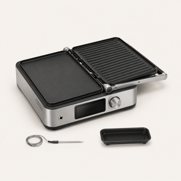 产品展示 SavorGrill™ Pro Max Smart Electric Steak Grill & Contact Press with 500°F Searing, Temperature Probe & 180° Flat BBQ Griddle