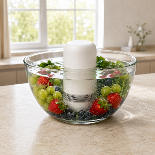 使用场景 HydroClean™ Pro Portable Hydroxyl Ion Fruit & Vegetable Purifier with IPX7 Waterproofing & Magnetic Charging Dock