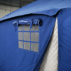 棉质内胆展示 12m² Disaster Relief Cotton Tent with Double-Slope Roof, Ventilation, Chimney Port & Guyline Anchoring