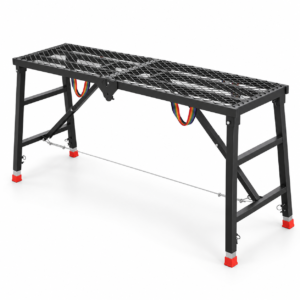 Heavy-Duty Adjustable Folding Work Platform with Anti-Slip Steel Deck & Height-Adjustable Legs